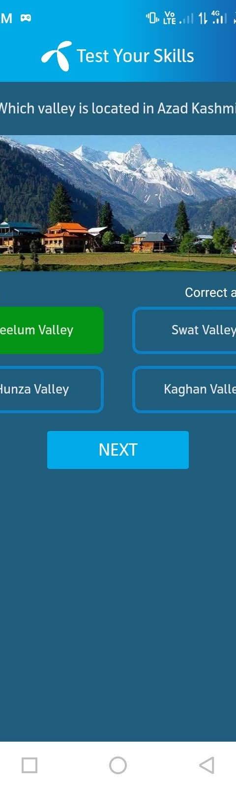 Telenor Quiz Question 3 – Which valley is located in Azad Kashmir? – Correct Answer: Neelum Valley