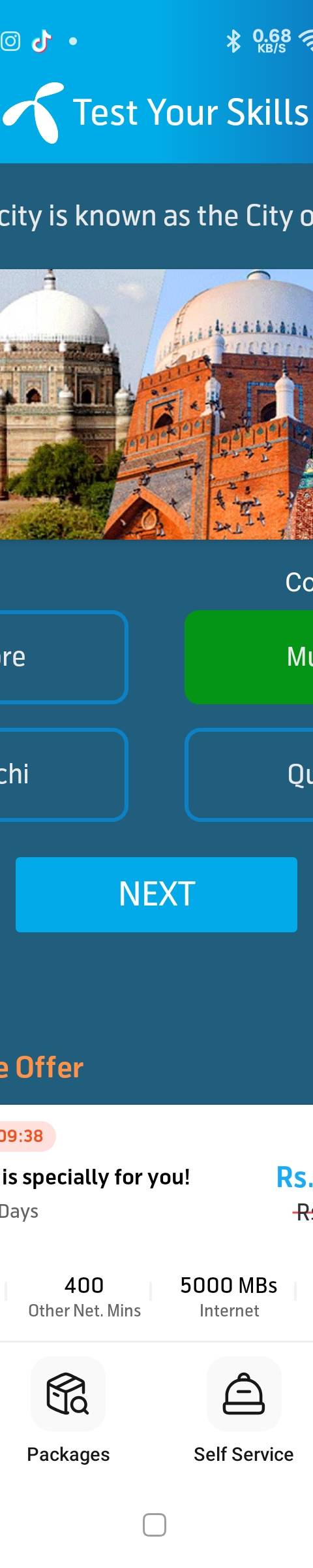 My Telenor Answer Today – Question 1 – Which city is known as the City of Saints? – Correct Answer: Multan