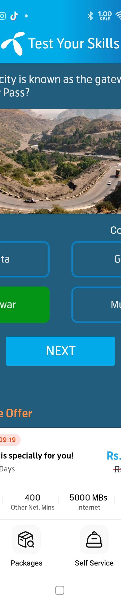 Telenor Quiz Question 2 – Which city is known as the gateway to Khyber Pass? – Correct Answer: Peshawar