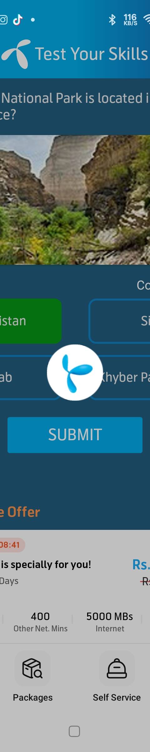Telenor Quiz Question 5 – Hingol National Park is located in which province? – Correct Answer: Balochistan