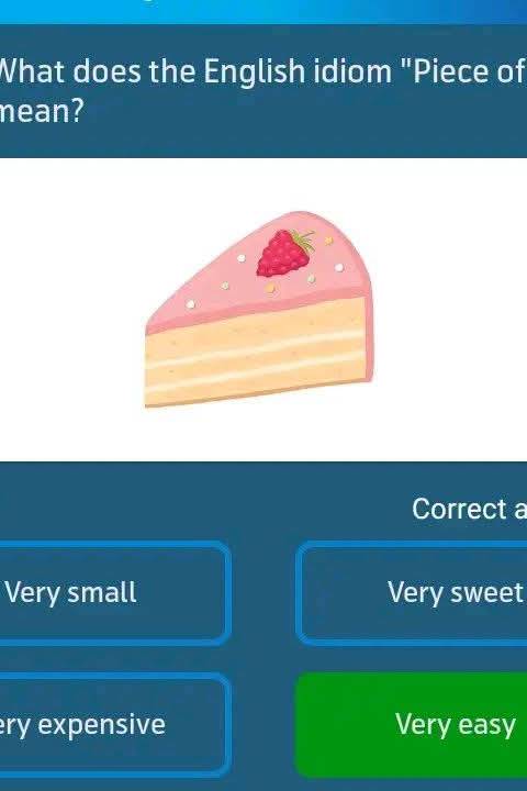My Telenor Answer Today – Question 1 – What does the English idiom "Piece of cake" mean? – Correct Answer: Very easy