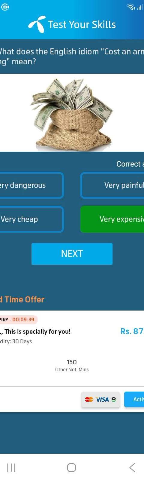 Telenor Quiz Question 3 – What does the English idiom "Cost an arm and a leg" mean? – Correct Answer: Very expensive