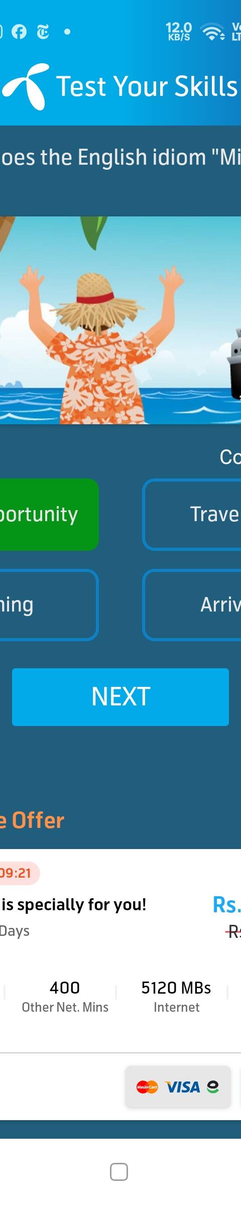 Telenor Quiz Question 2 – What does the English idiom "Miss the boat" mean? – Correct Answer: Miss an opportunity