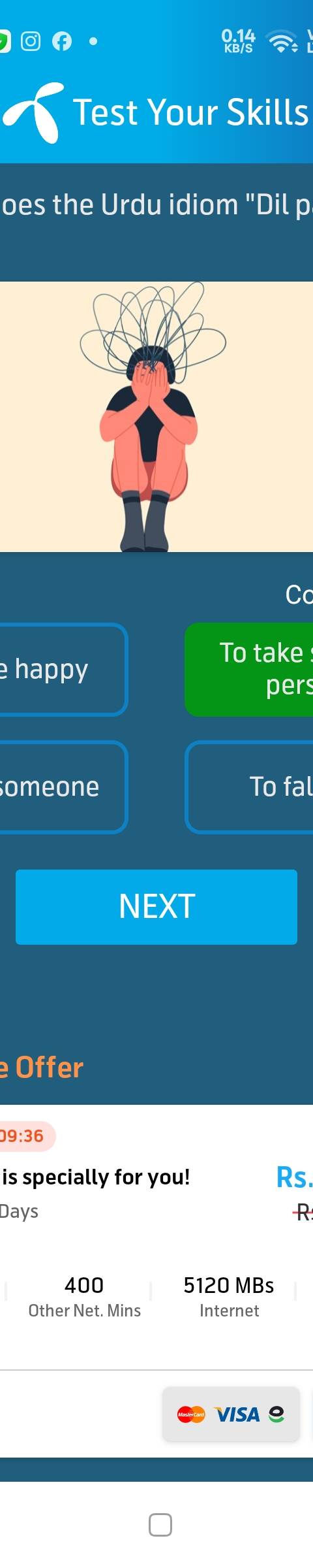 Telenor Quiz Question 2 – What does the Urdu idiom "Dil par lena" mean? – Correct Answer: To take something personally