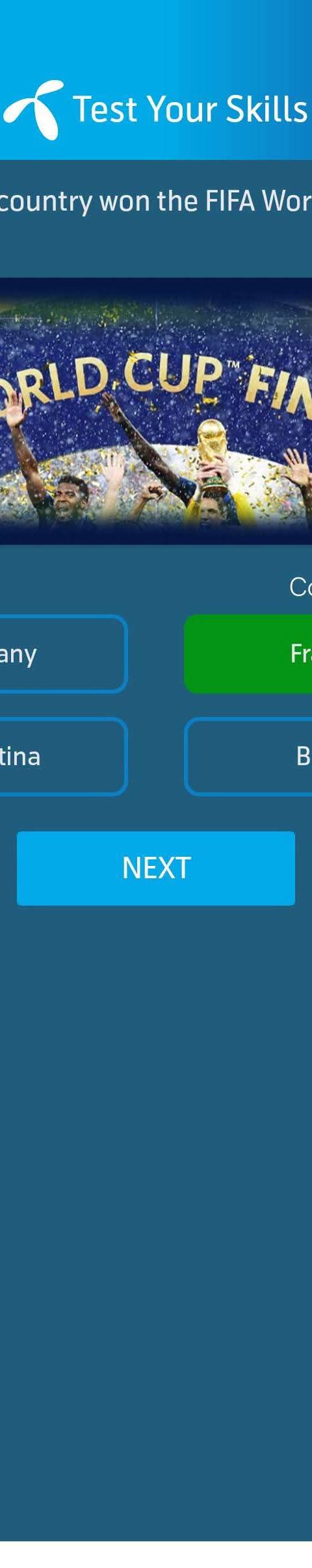 My Telenor Answer Today – Question 1 – Which country won the FIFA World Cup 2018? – Correct Answer: France