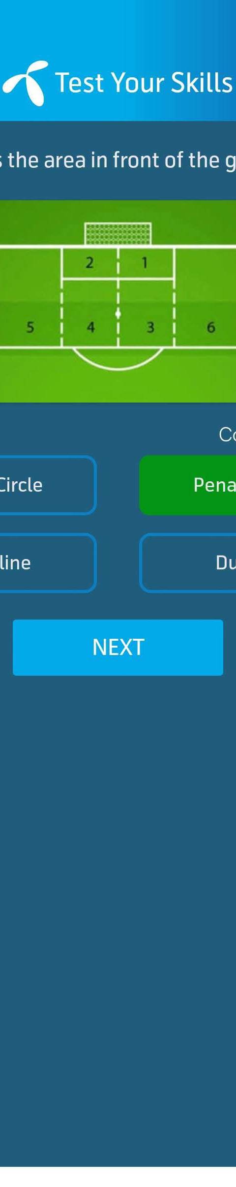 Telenor Quiz Question 2 – What is the area in front of the goal called? – Correct Answer: Penalty Area