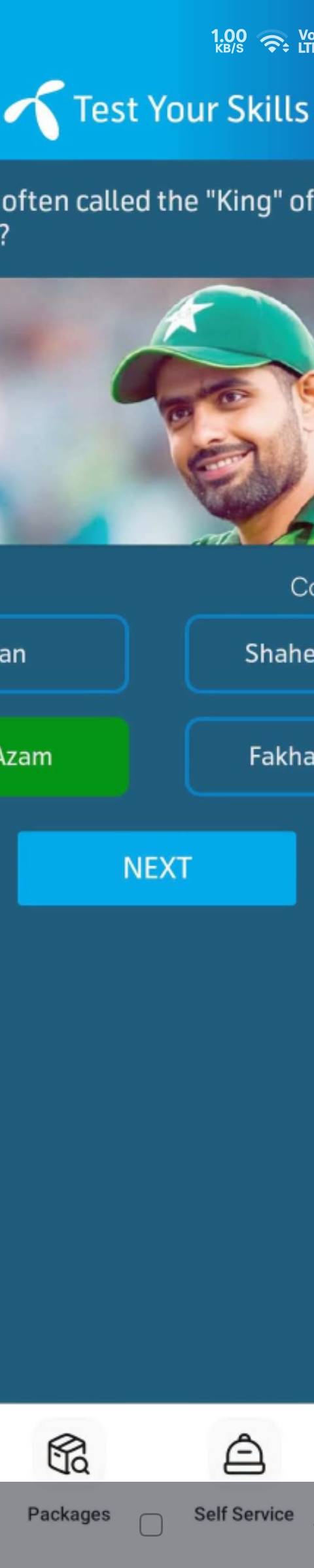 Telenor Quiz Question 3 – Who is often called the "King" of Pakistan cricket? – Correct Answer: Babar Azam