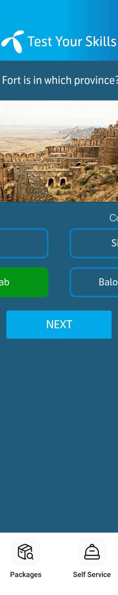Telenor Quiz Question 4 – Rohtas Fort is in which province? – Correct Answer: Punjab