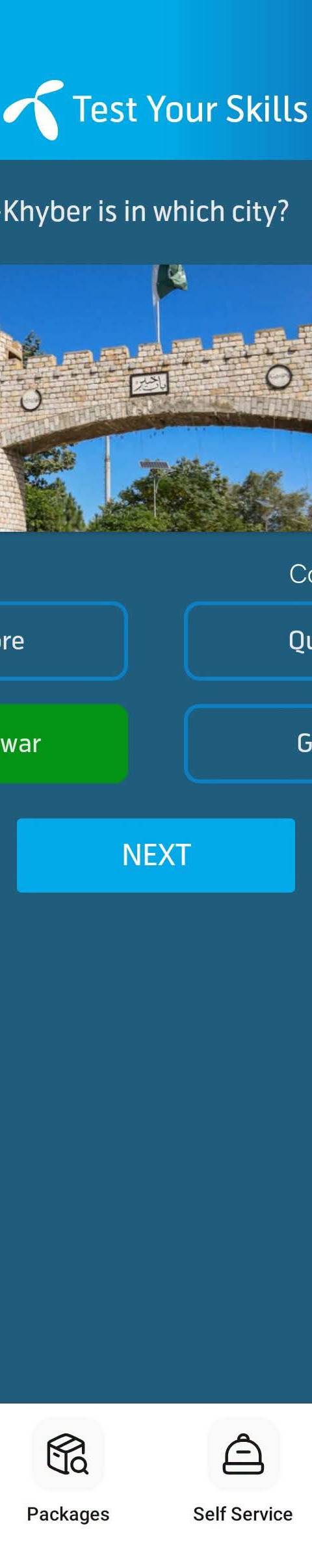 My Telenor Answer Today – Question 1 – Bab-e-Khyber is in which city? – Correct Answer: Peshawar
