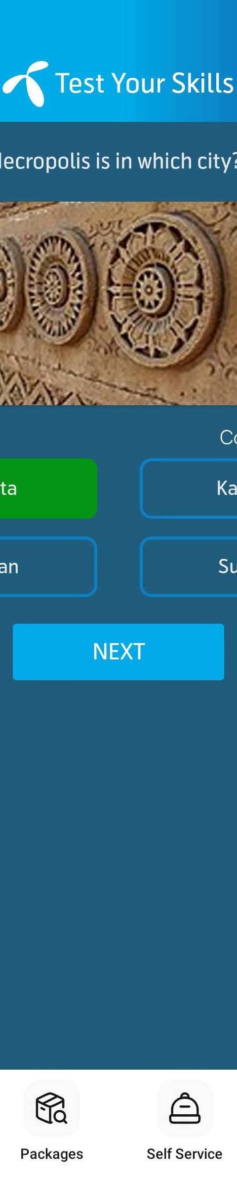My Telenor Answer Today – Question 1 – Makli Necropolis is in which city? – Correct Answer: Thatta