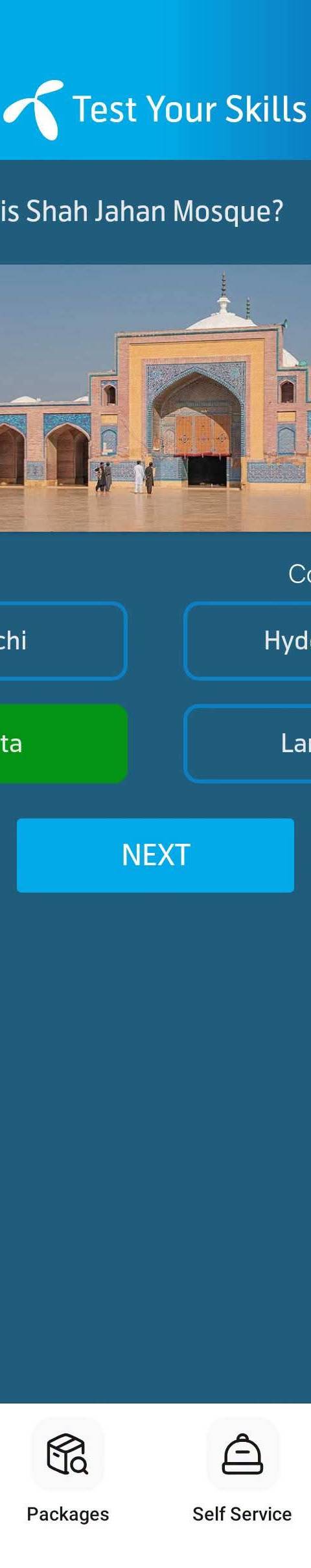 Telenor Quiz Question 2 – Where is Shah Jahan Mosque? – Correct Answer: Thatta