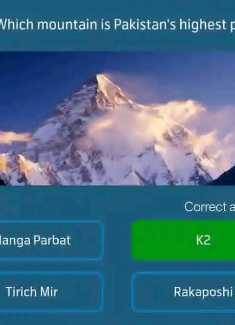 My Telenor Answer Today – Question 1 – Which mountain is Pakistan's highest peak? – Correct Answer: K2