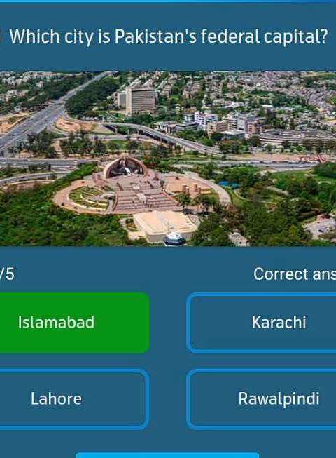 Telenor Quiz Question 3 – Which city is Pakistan's federal capital? – Correct Answer: Islamabad